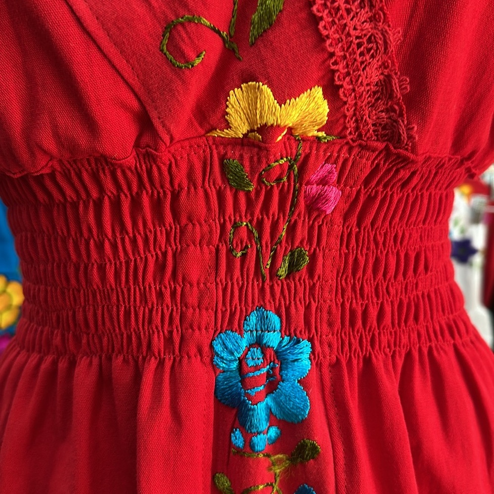 Vely Mexican Red V-Neck Dress - Picture 10 of 11